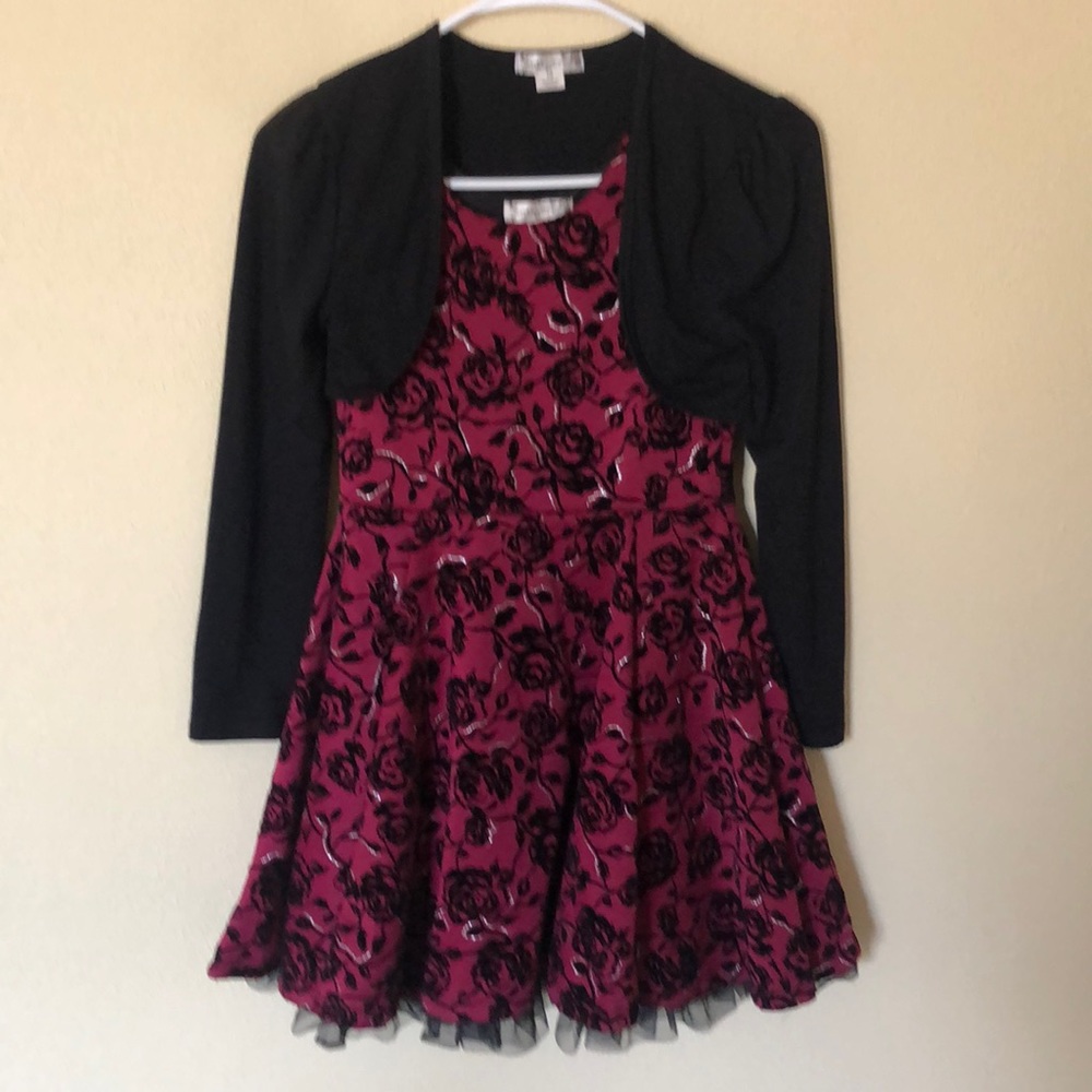 Burgundy Holiday Dress with Jacket